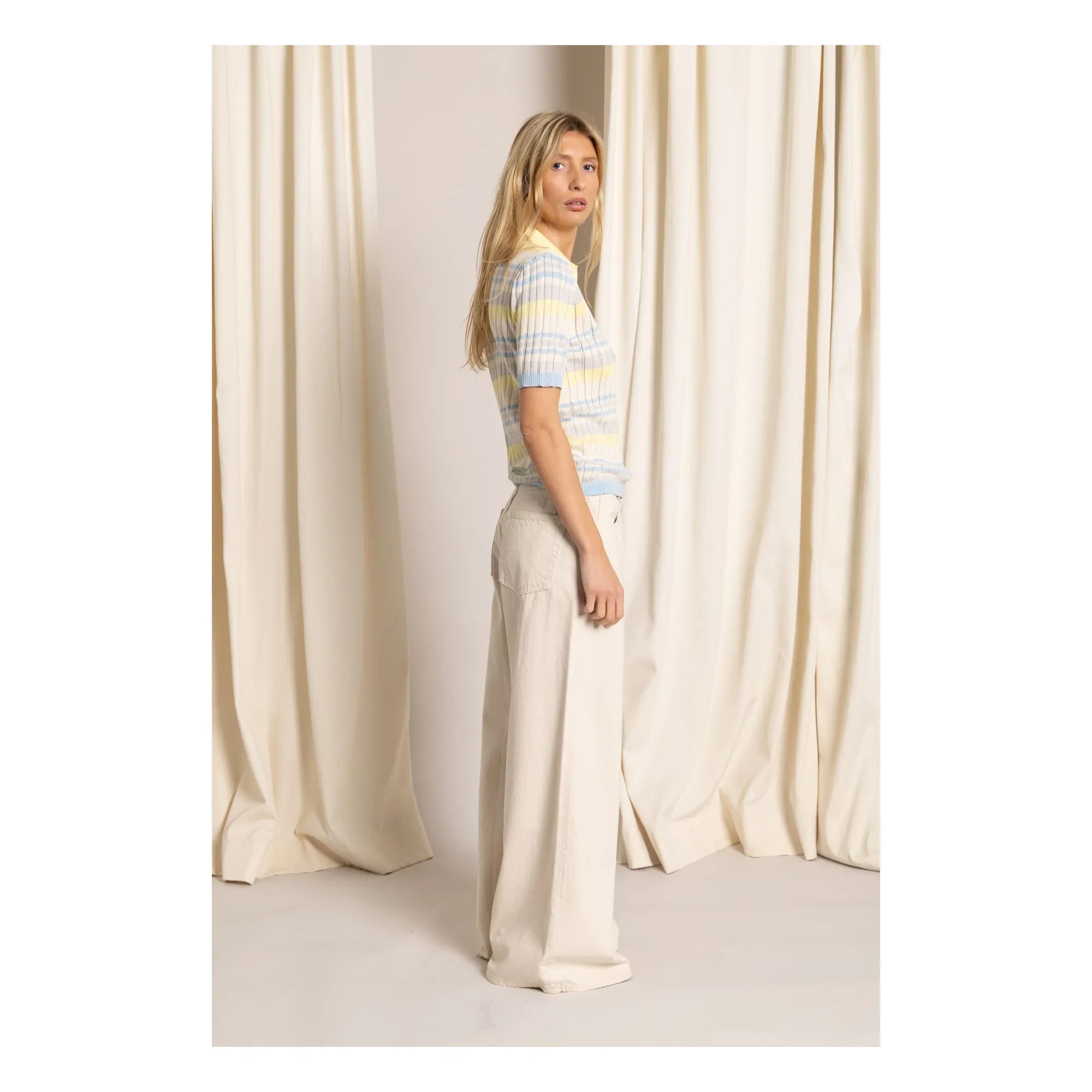Smallable Woman - Selma gestreiftes Polo-Shirt | Blassgelb