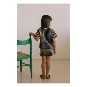 Studio Bohème - Georgette Gingham Bio-Baumwoll-Musselin-Shorts | Schwarz