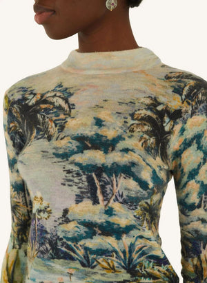 Farm Rio - Petricor Feines Mesh-Top | Blau