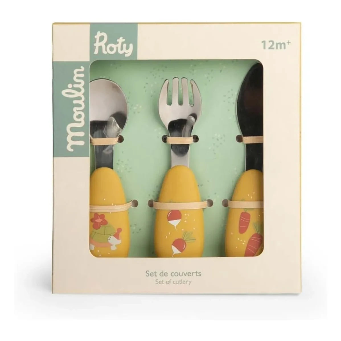 Moulin Roty - Besteckset - Trois petits lapins