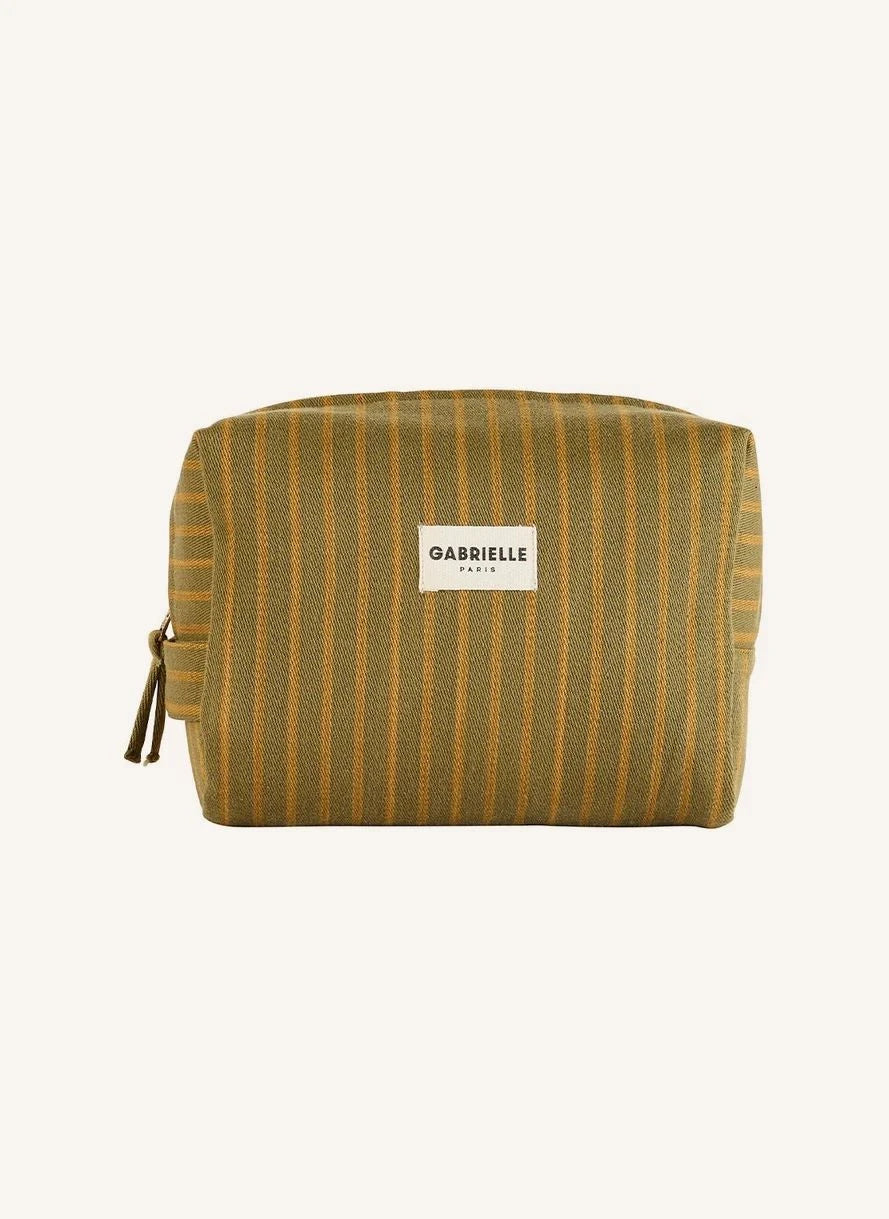 Gabrielle Paris - Rivoli Çizgili Makyaj Çantası | Haki