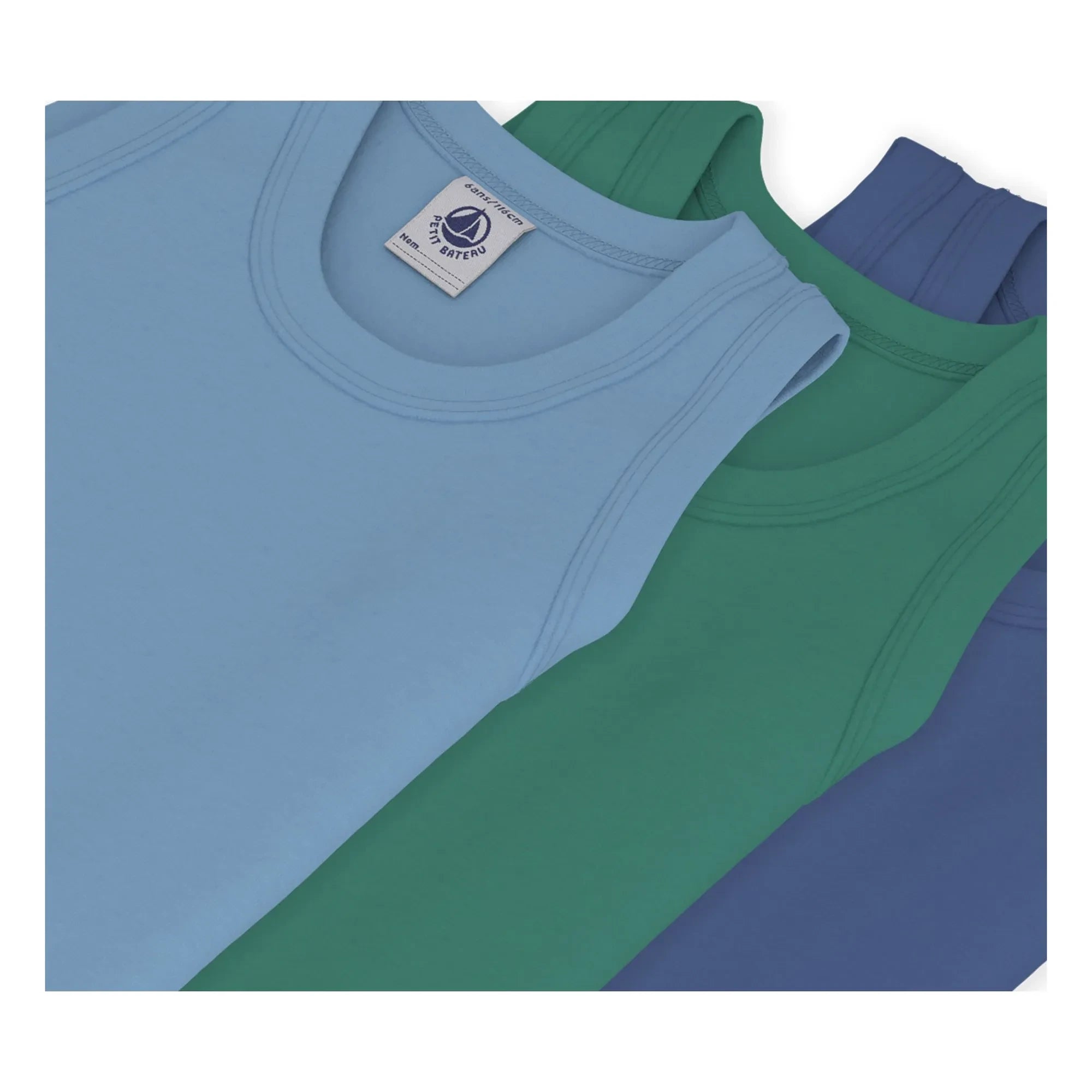 Petit Bateau - 3er-Pack einfache Unterhemden | Blau