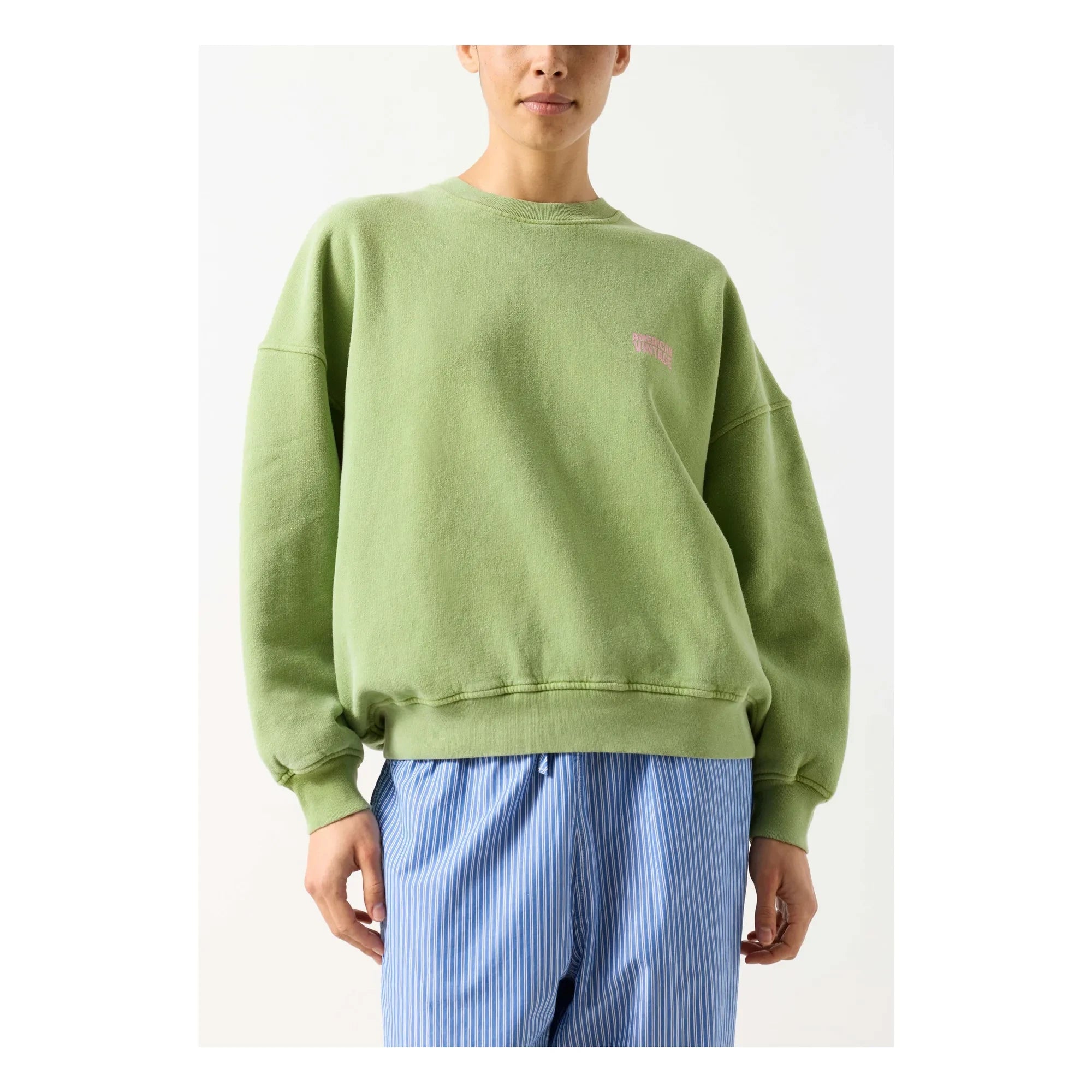 American Vintage - Plizzy Baumwoll-Sweatshirt | Blassgrün