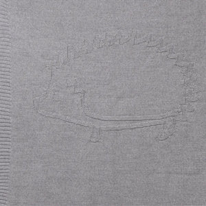 Tartine et Chocolat - Karierte Decke aus Wolle und Acryl mit Igel-Muster 75x100 cm | Hellgrau