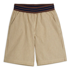 Mini Rodini - Bio Baumwolle Poplin Gestreifte Shorts | Braun