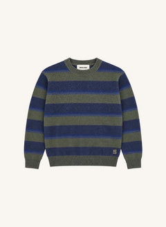 Smallable Kid - Matteo Gestreifter Wollpullover | Khaki