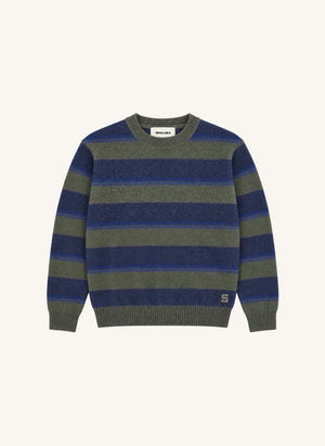 Smallable Kid - Matteo Gestreifter Wollpullover | Khaki
