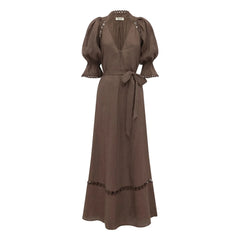 Boteh - Myra Leinenkleid | Mokka