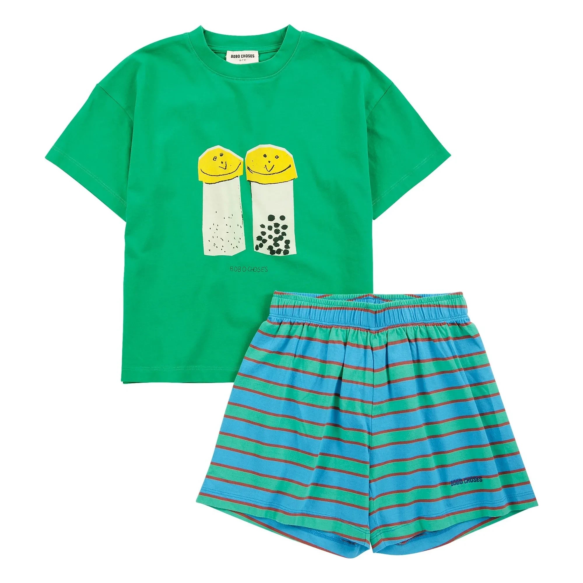 Bobo Choses - Salt and Pepper Bio-Baumwolle T-Shirt und Shorts Set | Grün
