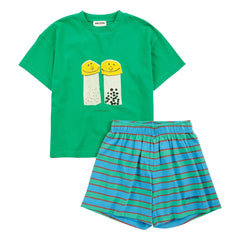 Bobo Choses - Salt and Pepper Bio-Baumwolle T-Shirt und Shorts Set | Grün