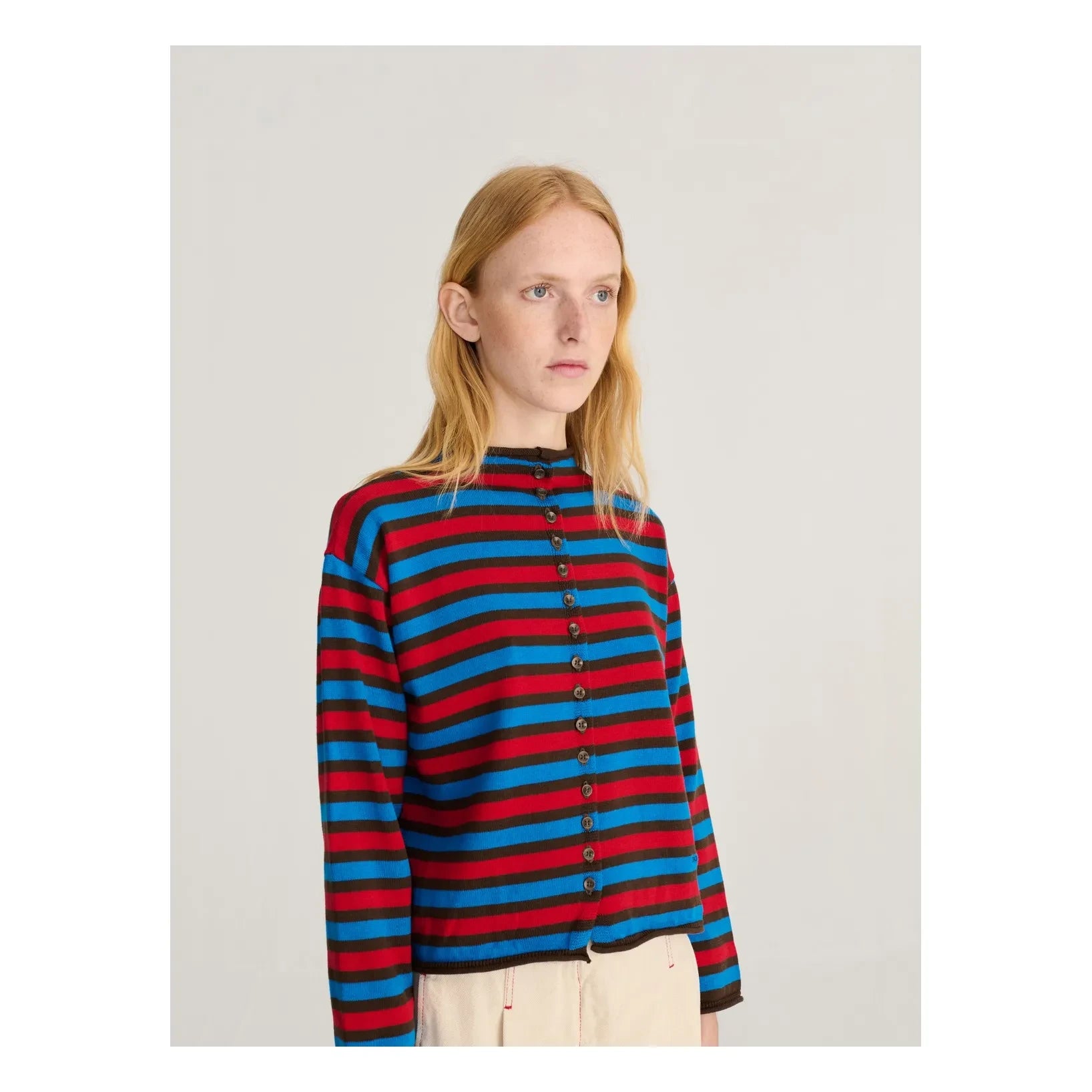 Bobo Choses – Gestreifte Strickjacke aus Bio-Baumwolle | Rot