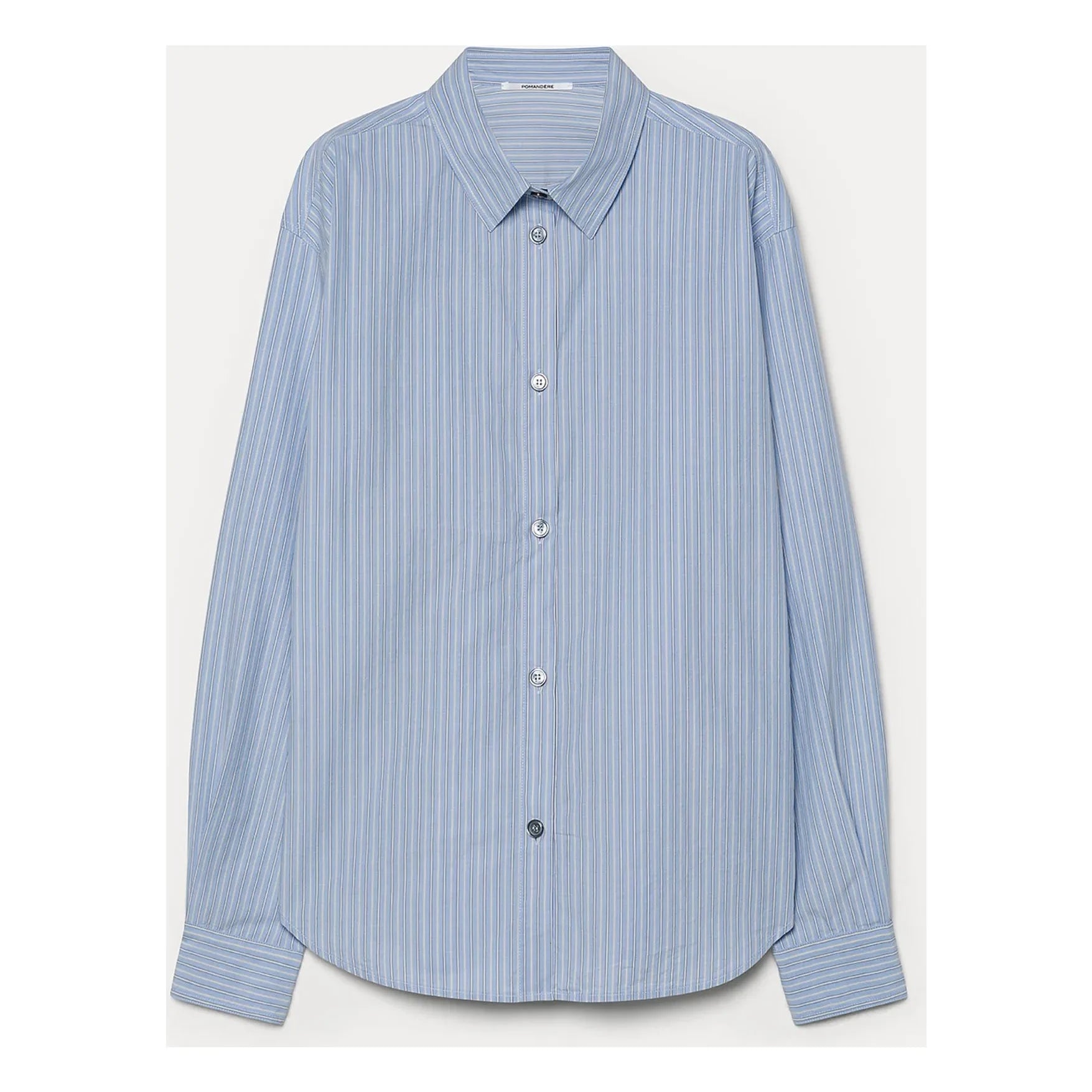 Pomandère – Gestreiftes Baumwollpopeline-Hemd | Blau