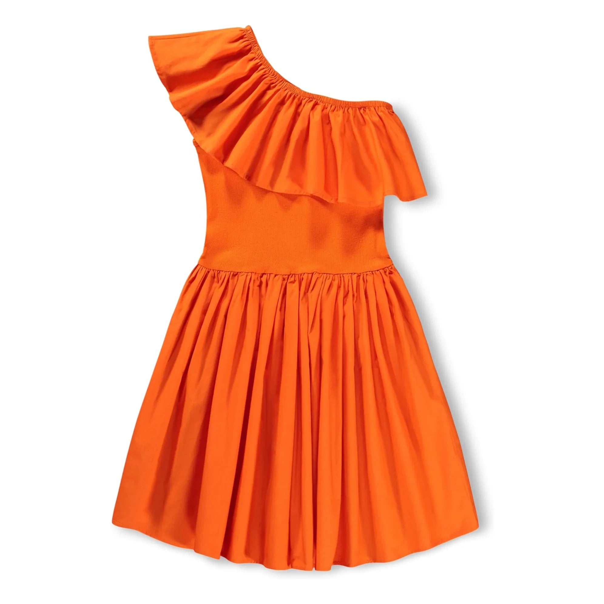 Molo - Chloey Kleid aus Bio-Baumwolle mit asymmetrischen Rüschen | Orange