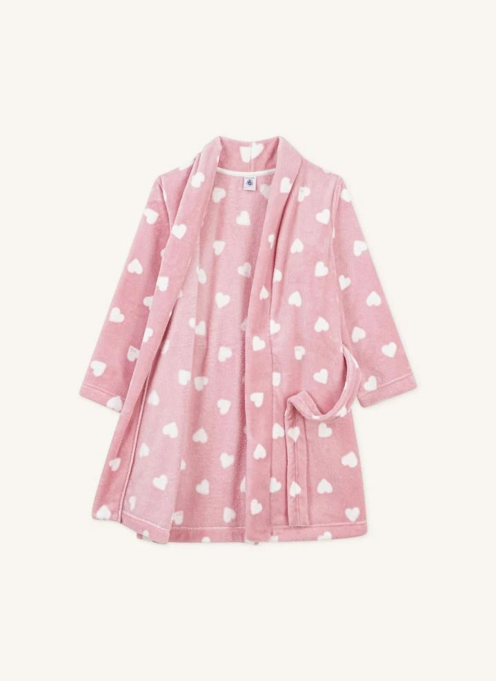Petit Bateau - Morgenmantel mit Herzmuster | Rosa