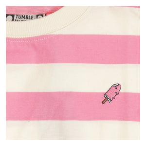 Tumble N'Dry – Colatina Oversize Gestreiftes T-Shirt aus Bio-Baumwolle | Rosa