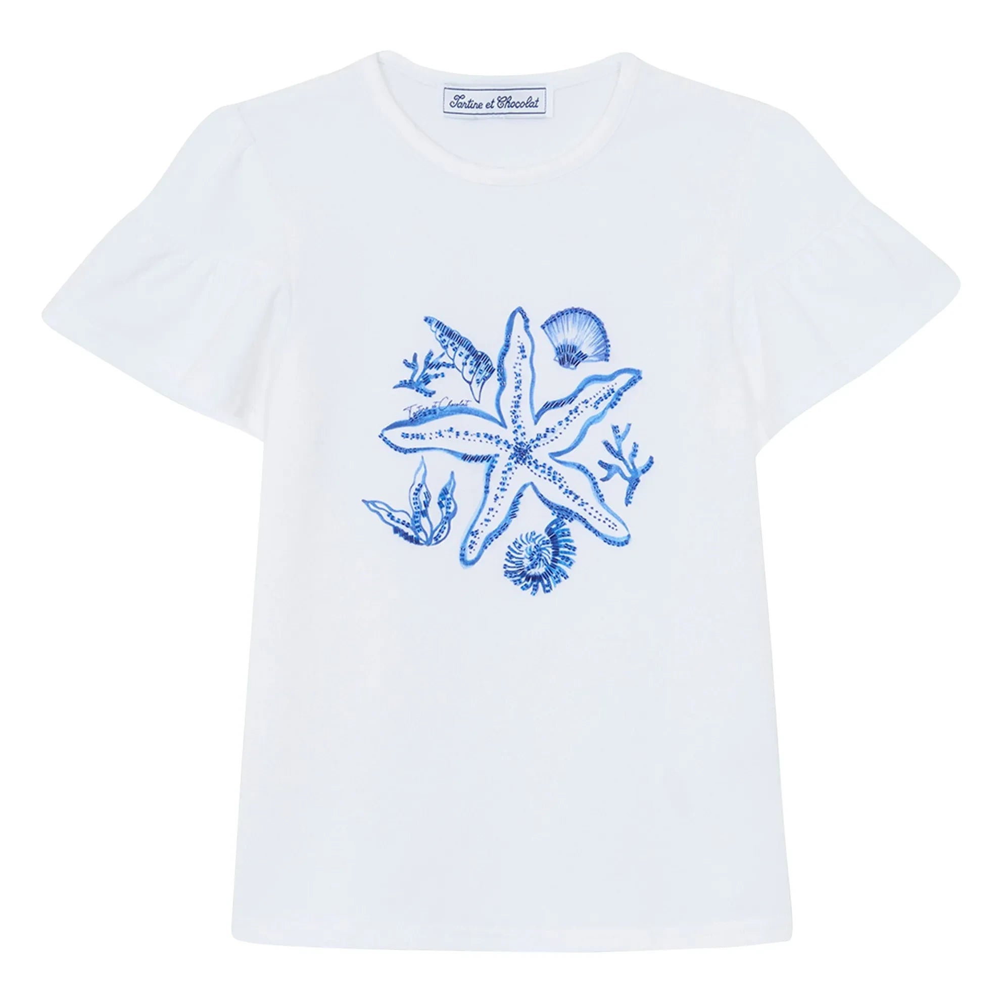 Tartine et Chocolat - Perlen-Seestern-T-Shirt | Weiß