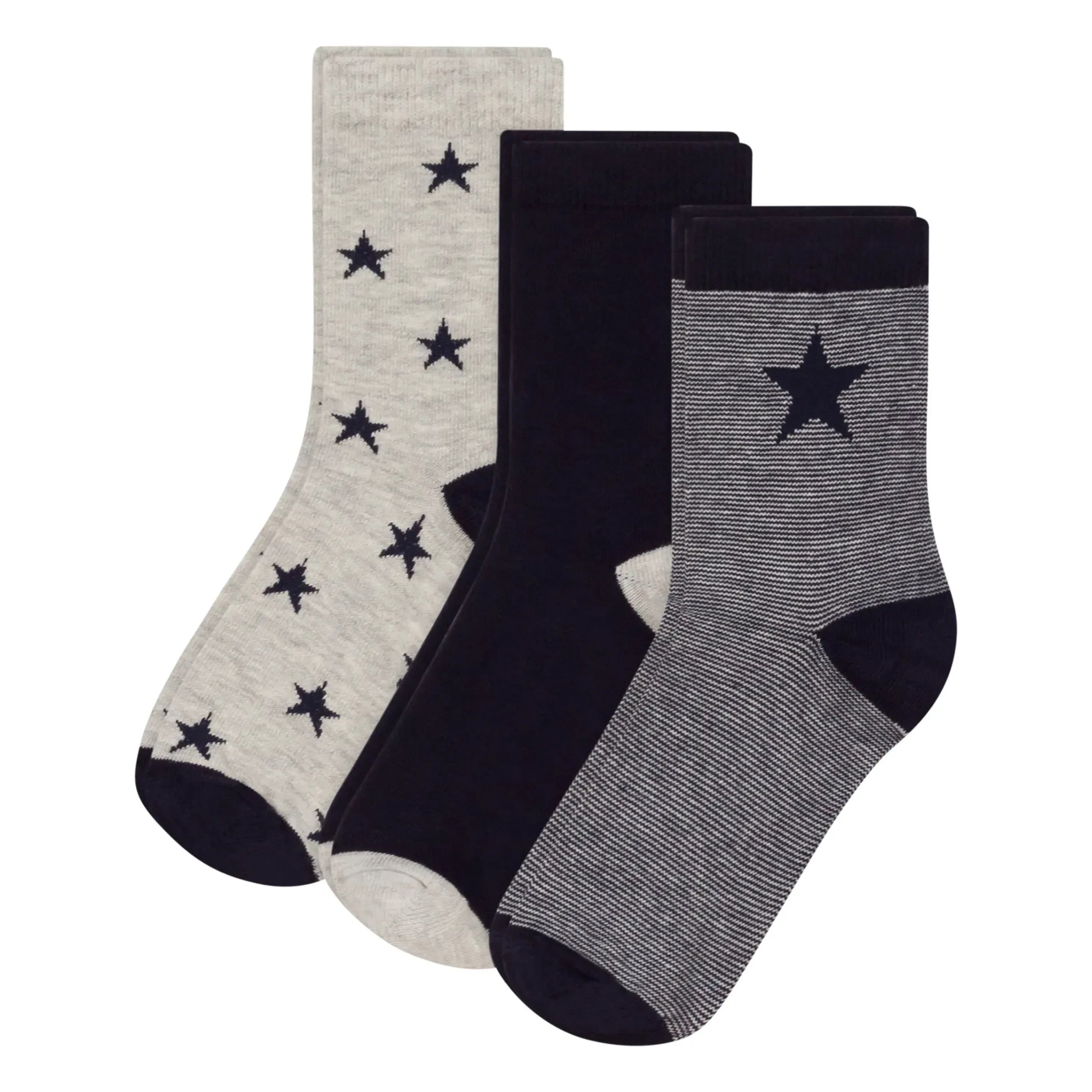 Petit Bateau - 3er-Socken-Set mit Sternenmuster | Marineblau