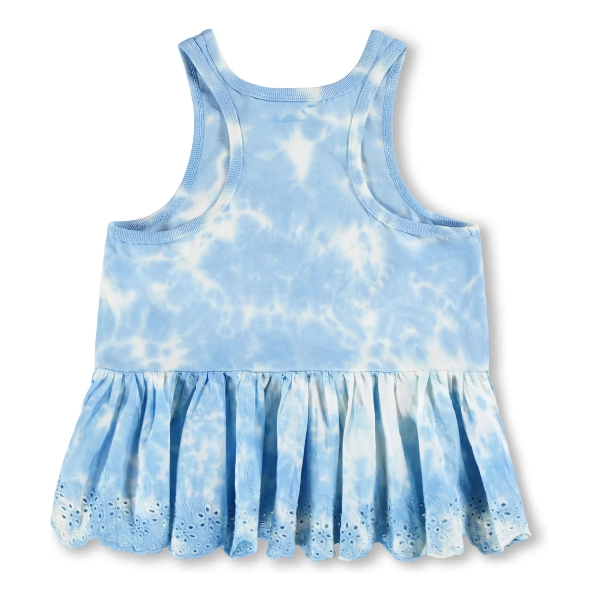 Molo - Rosa Tie-Dye-Trägertop aus Bio-Baumwolle mit Rüschen | Hellblau