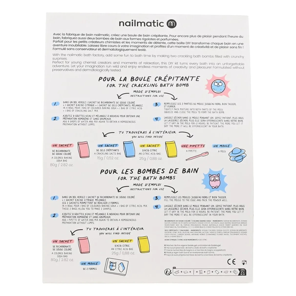 Nailmatic Kids – Badekugel-Set „La Fabrique“ – 3 Kugeln | Pink
