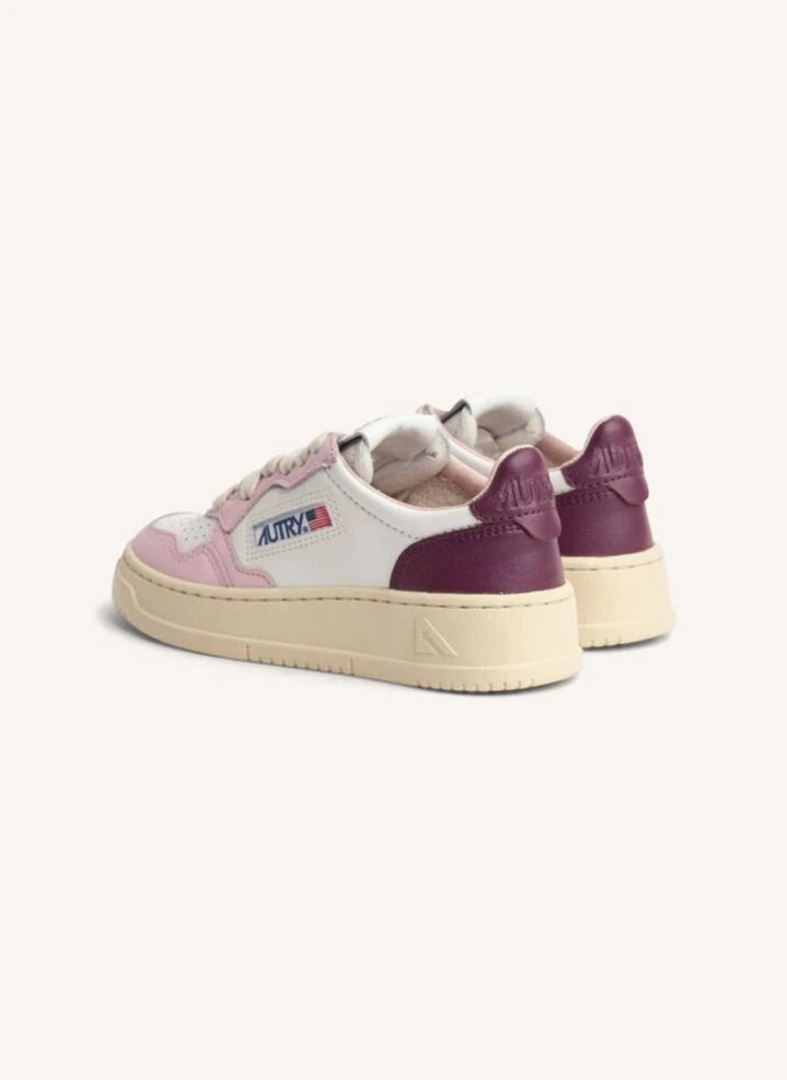 Autry - Zwei-Farben Kinder Medalist Niedrig Leder Sneaker | Rosa