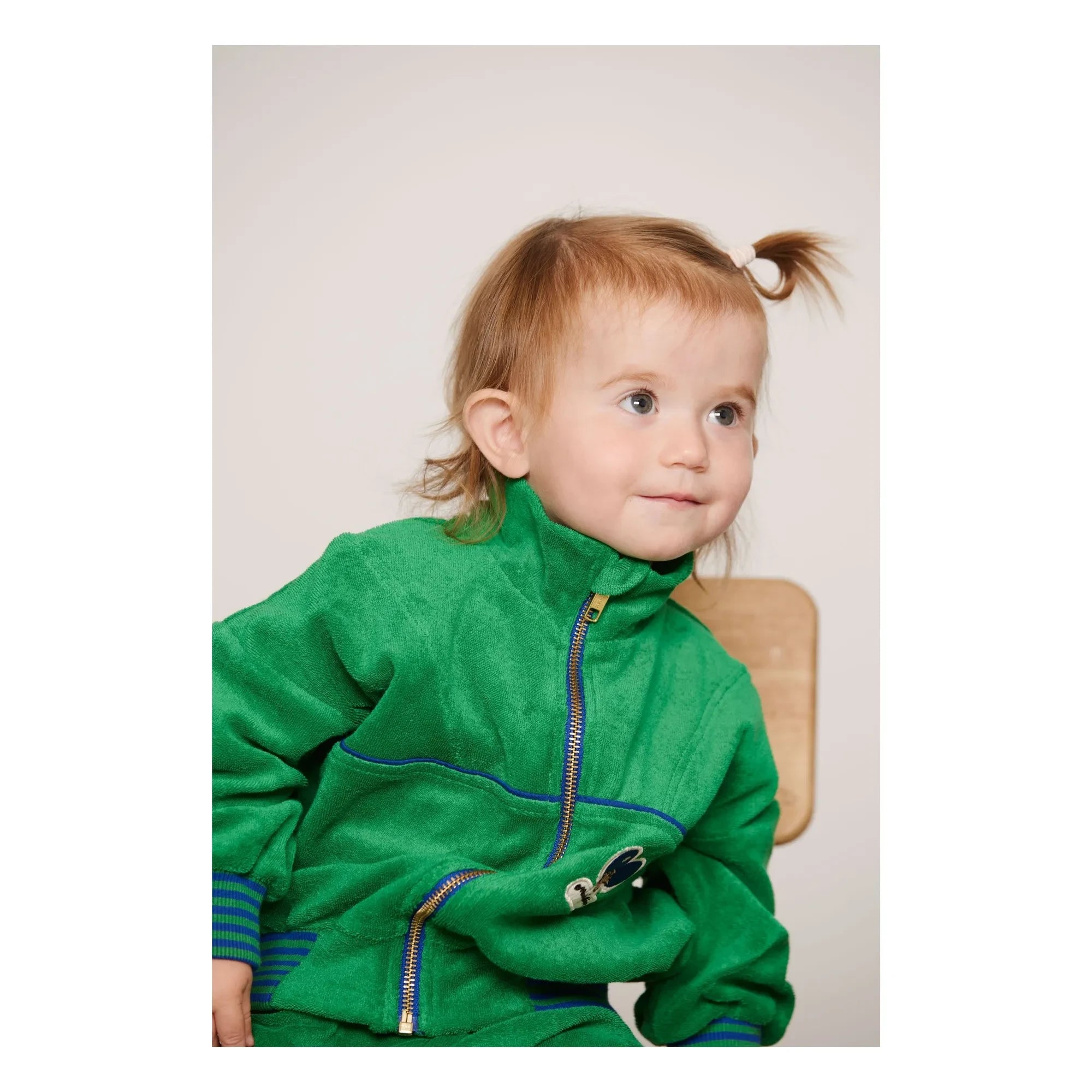 Mini Rodini - Organische Baumwolle Handtuch Reißverschluss Sweatshirt | Grün