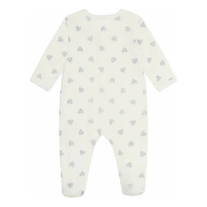 Petit Bateau – Schlafanzug Herzen glitzernd Bio-Baumwolle | Ecru