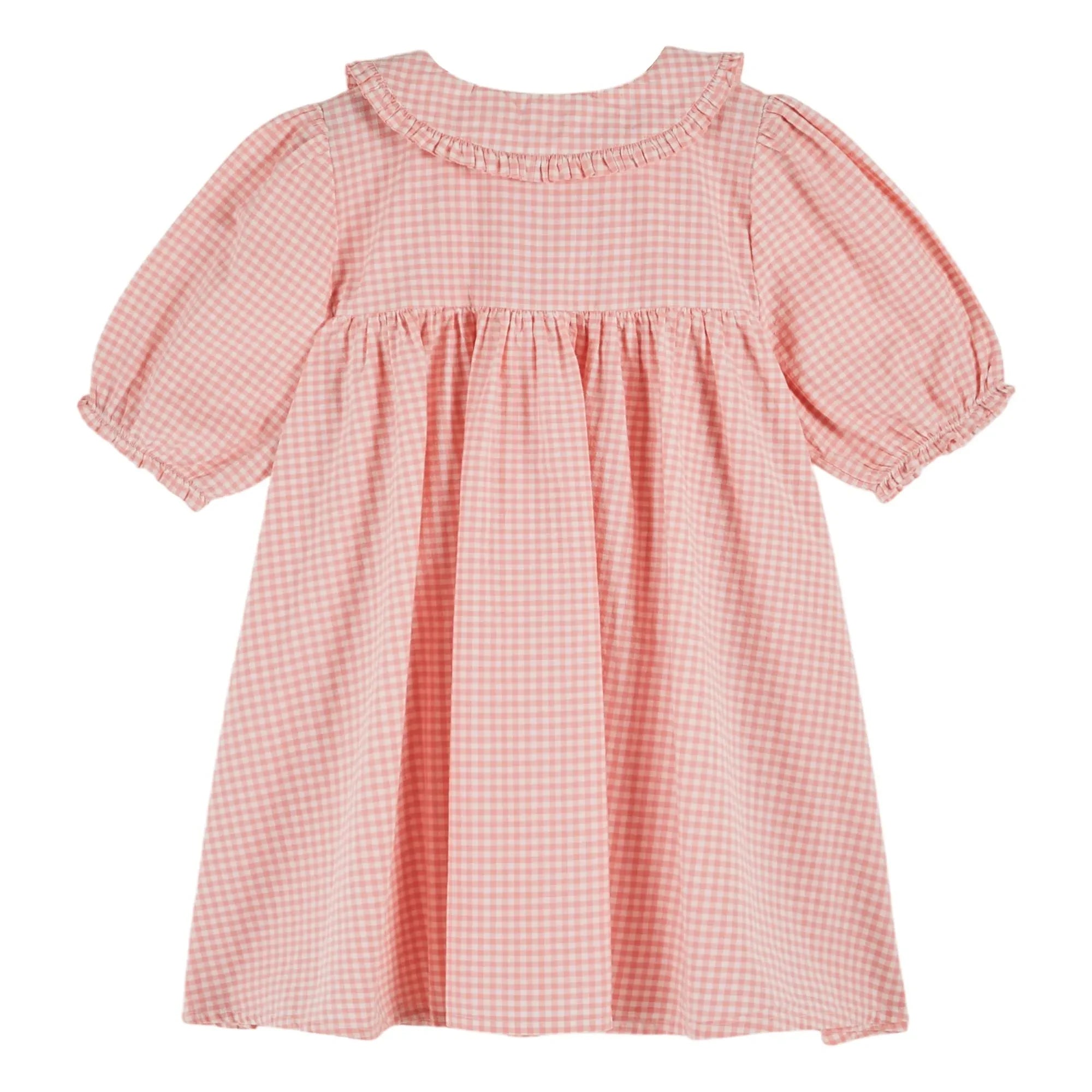 Emile et Ida – Maxikleid aus Bio-Baumwolle mit Vichy-Karo | Pink