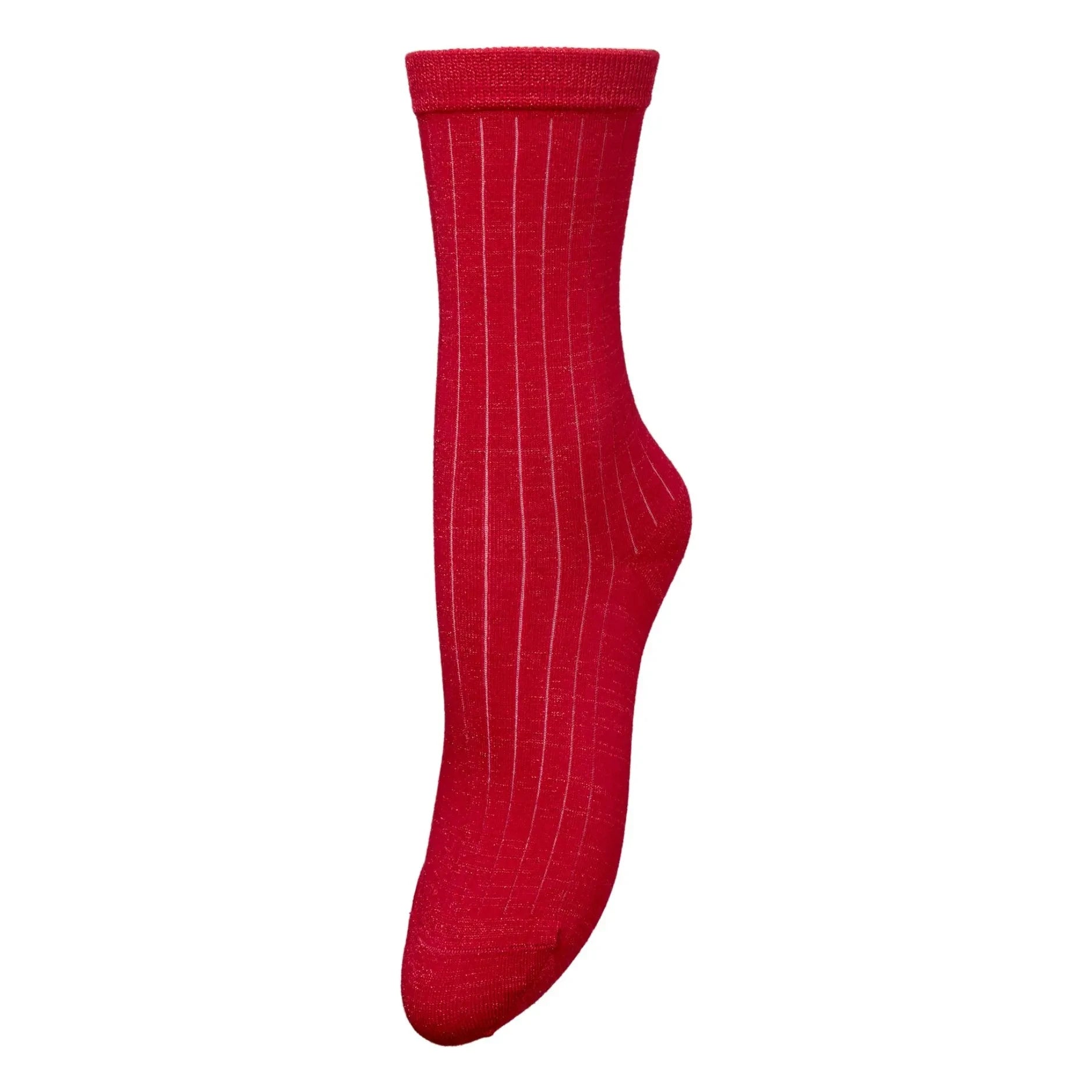 Becksöndergaard - Glitzernde Rippstrick-Socken | Rot
