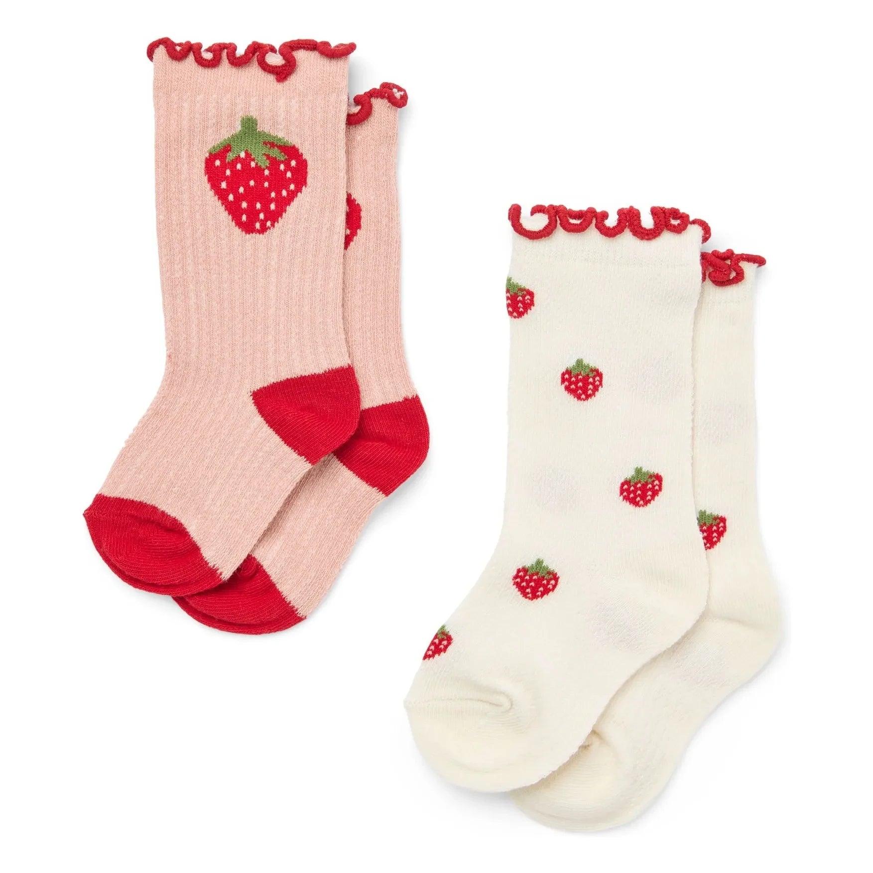 Flöss - 2 Paar Pointelle Vigga Erdbeer-Socken-Set | Rosa