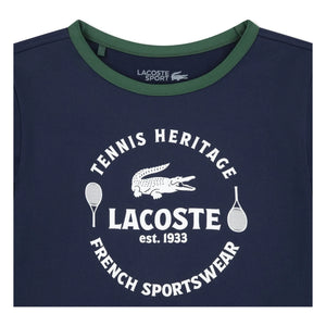 Lacoste - Sport-T-Shirt mit Kontrastkragen aus recycelten Fasern | Marineblau