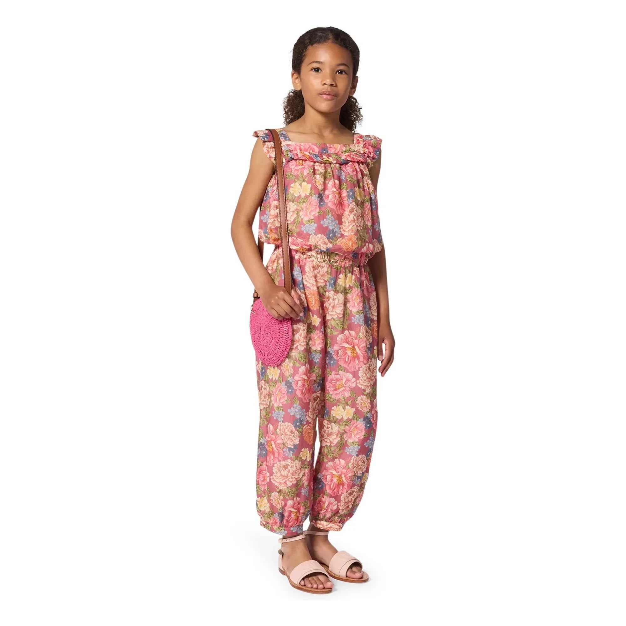 Chloé - Overall aus Bio-Baumwolle mit Blumenmuster | Altrosa