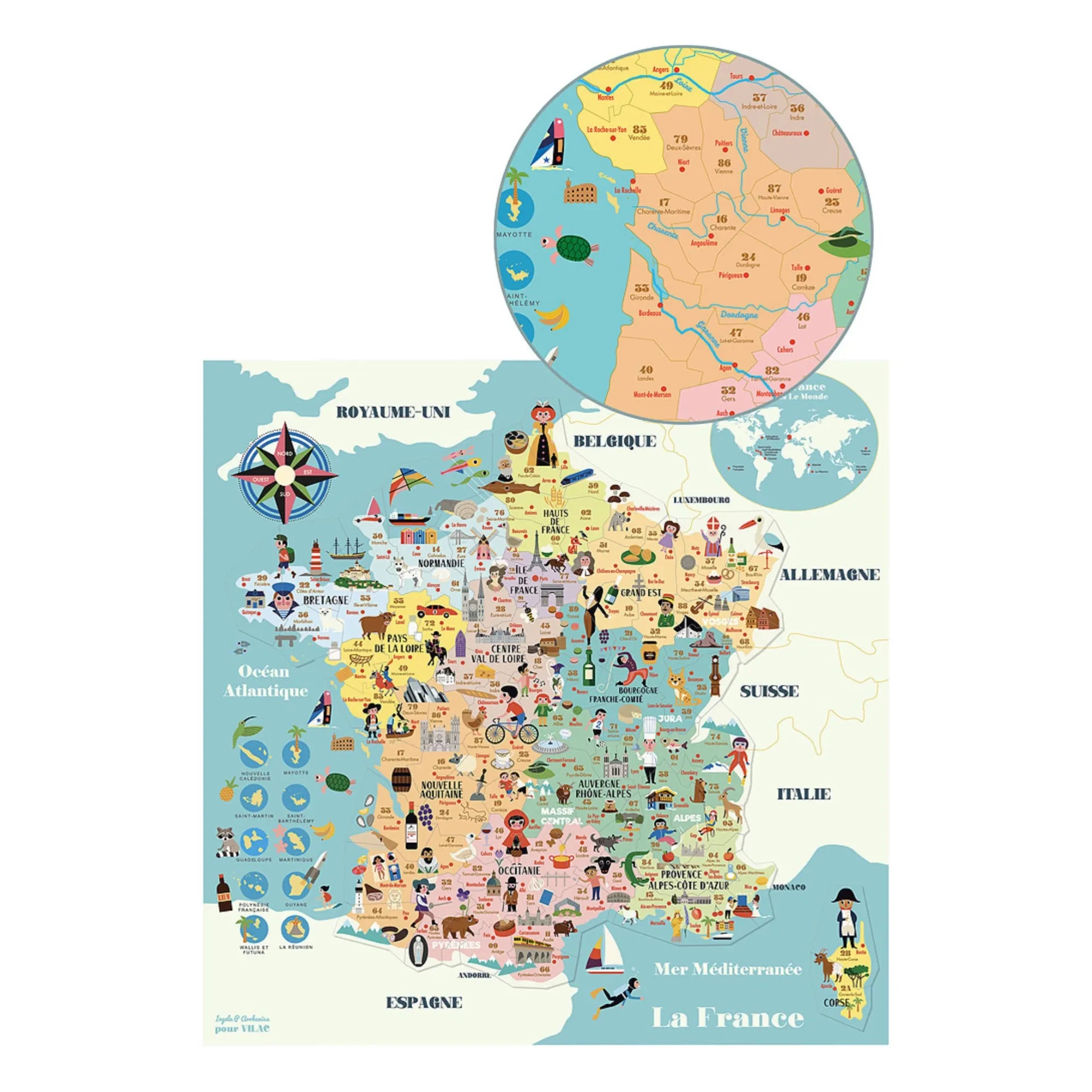 Vilac - Frankreich Magnetische Karte - Ingela P. Arrhenius