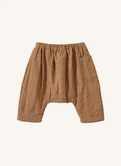 Caramel - Ficus Karomuster Leinen Haremhose | Ziegel