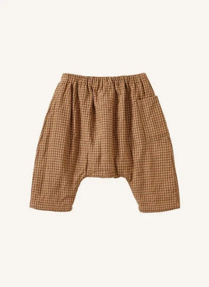 Caramel - Ficus Karomuster Leinen Haremhose | Ziegel