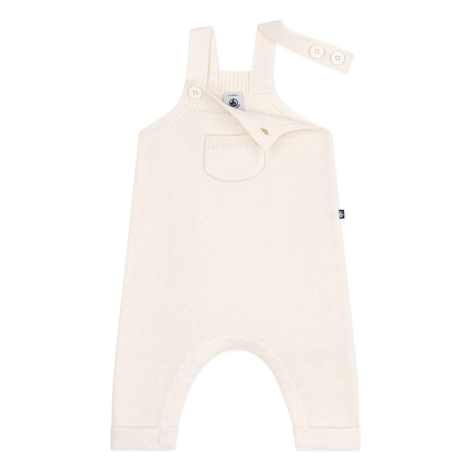 Petit Bateau - Trägerhose aus Wolle | Ecru