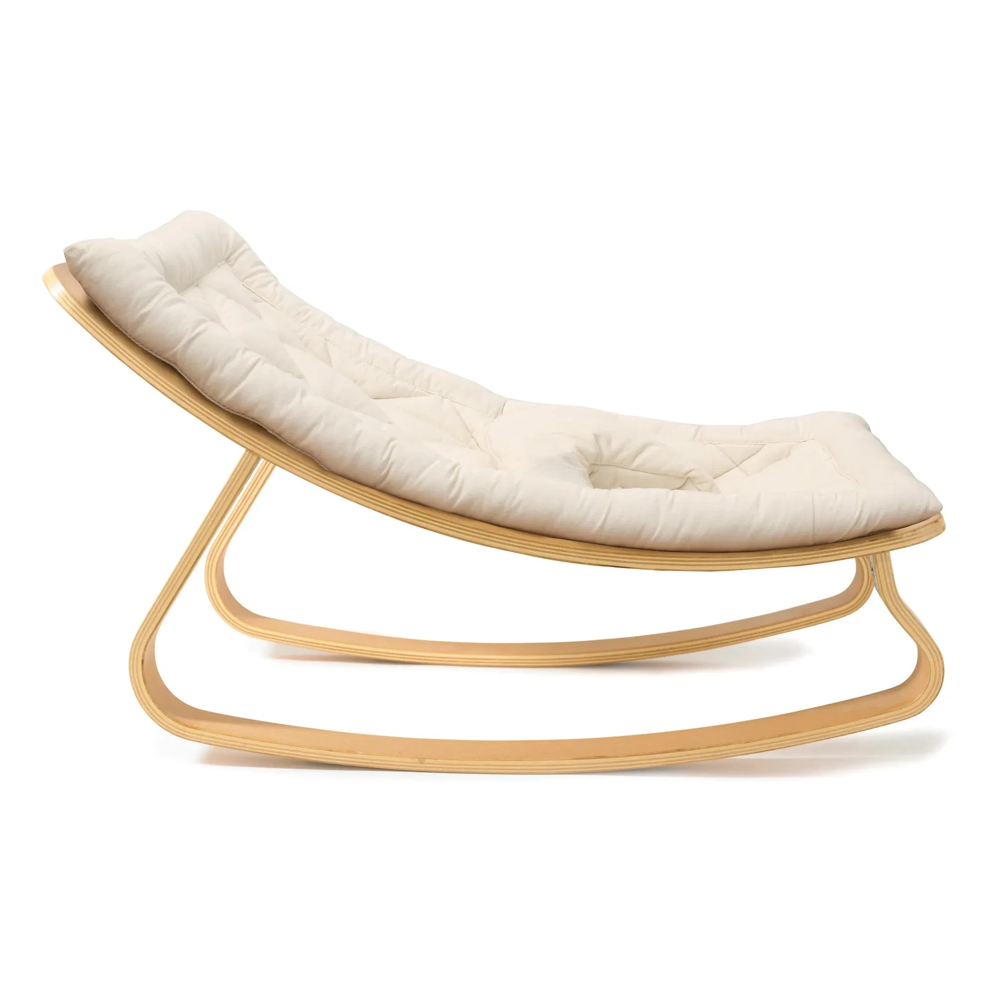 Charlie Crane - Levo Baby Wippe - Buche und Ecru Bio-Baumwollkissen | Ecru