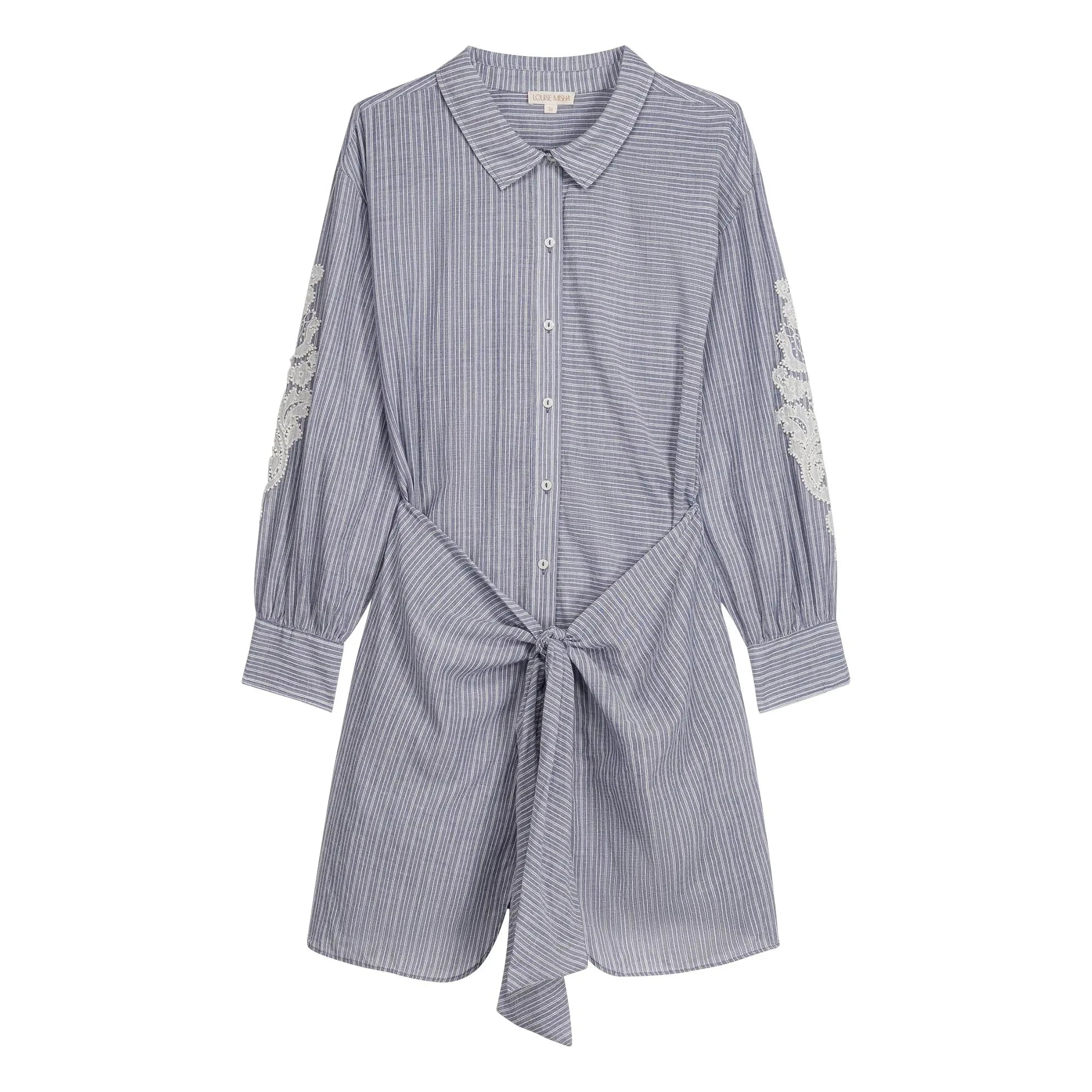 Louise Misha – Gestreiftes Kleid Berenjere Bio-Baumwolle | Blau