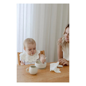 Soft Spot - Lätzchen aus Bio-Baumwolle mit Veilchenblattmuster - 3er Set | Blau