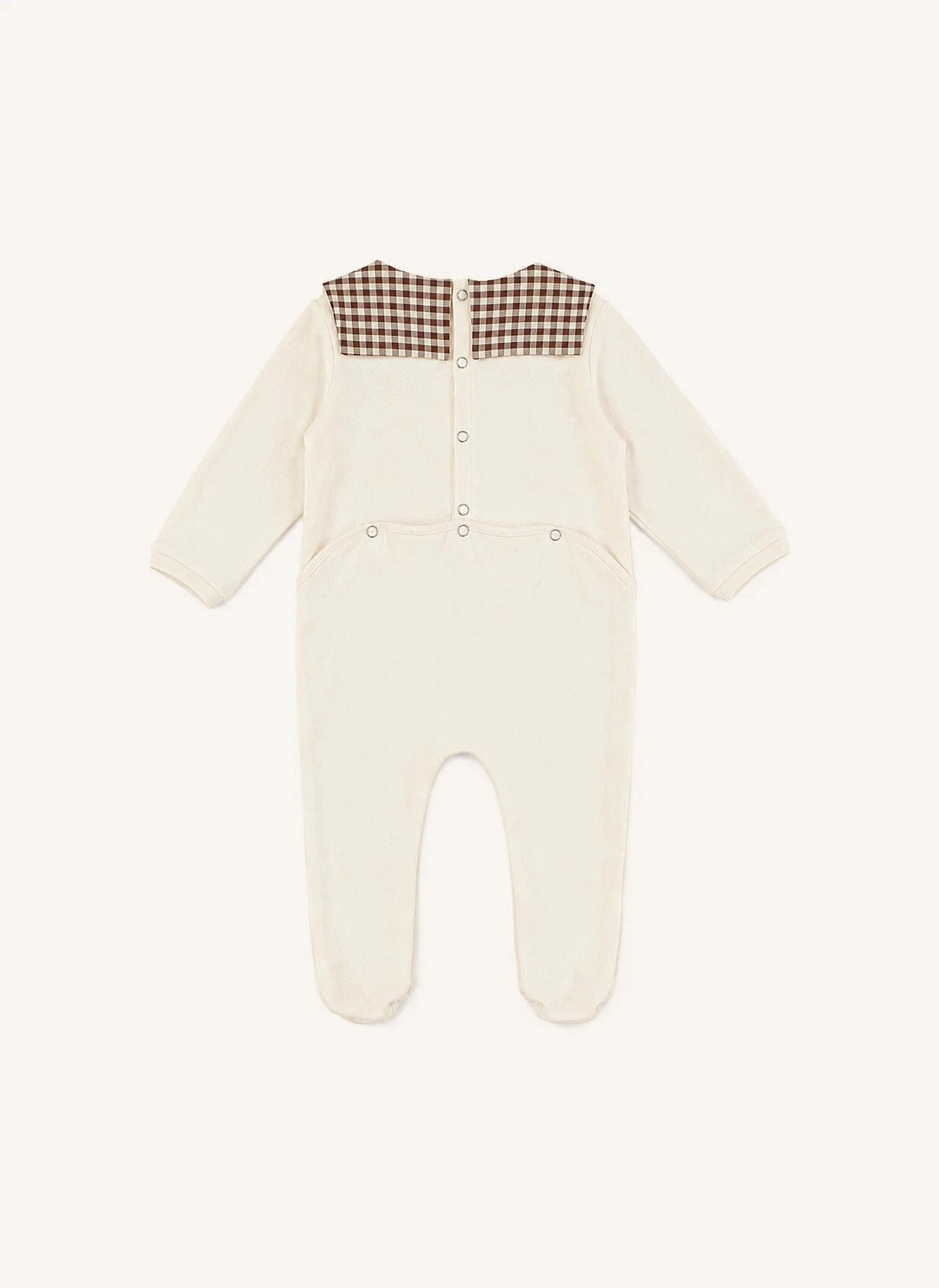 Risu Risu - Organik Pamuklu Ekose Denizci Pijama | Ecru