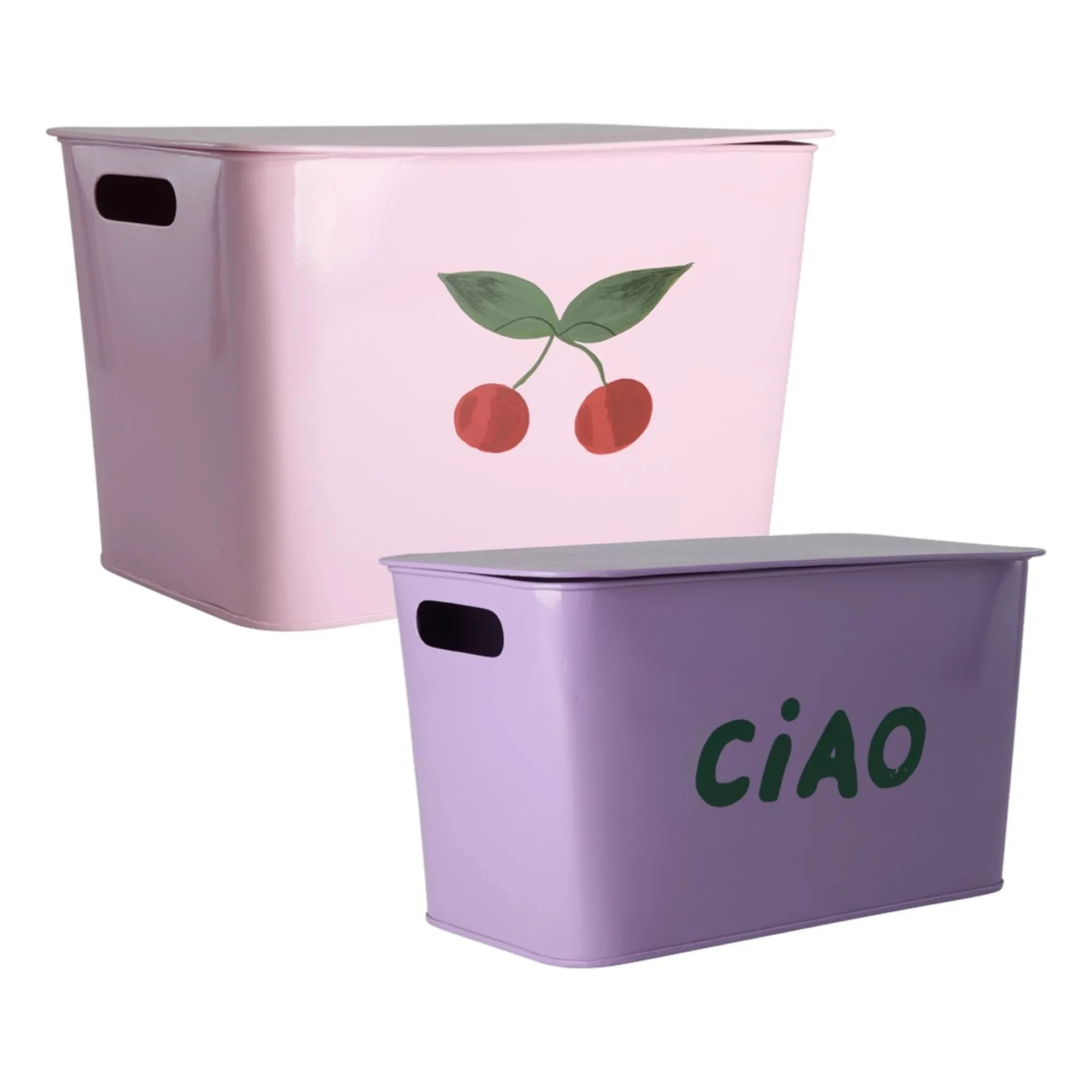 Rice - Wandmontierte Aufbewahrungsboxen - 2er Set | Rosa