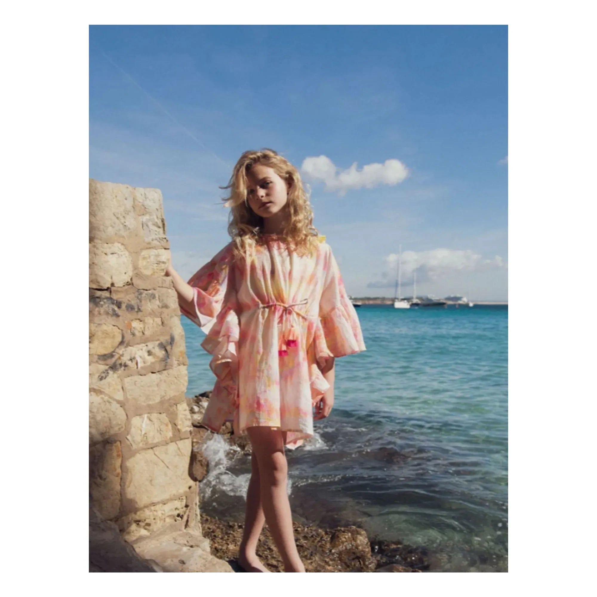Lison Paris - Caftan Daiquiri mit Schnürung und Batik Metallic | Rosa