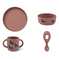 Liewood - Vivi Silikon Geschirrset 4-teilig | Horses/Dark Rosetta