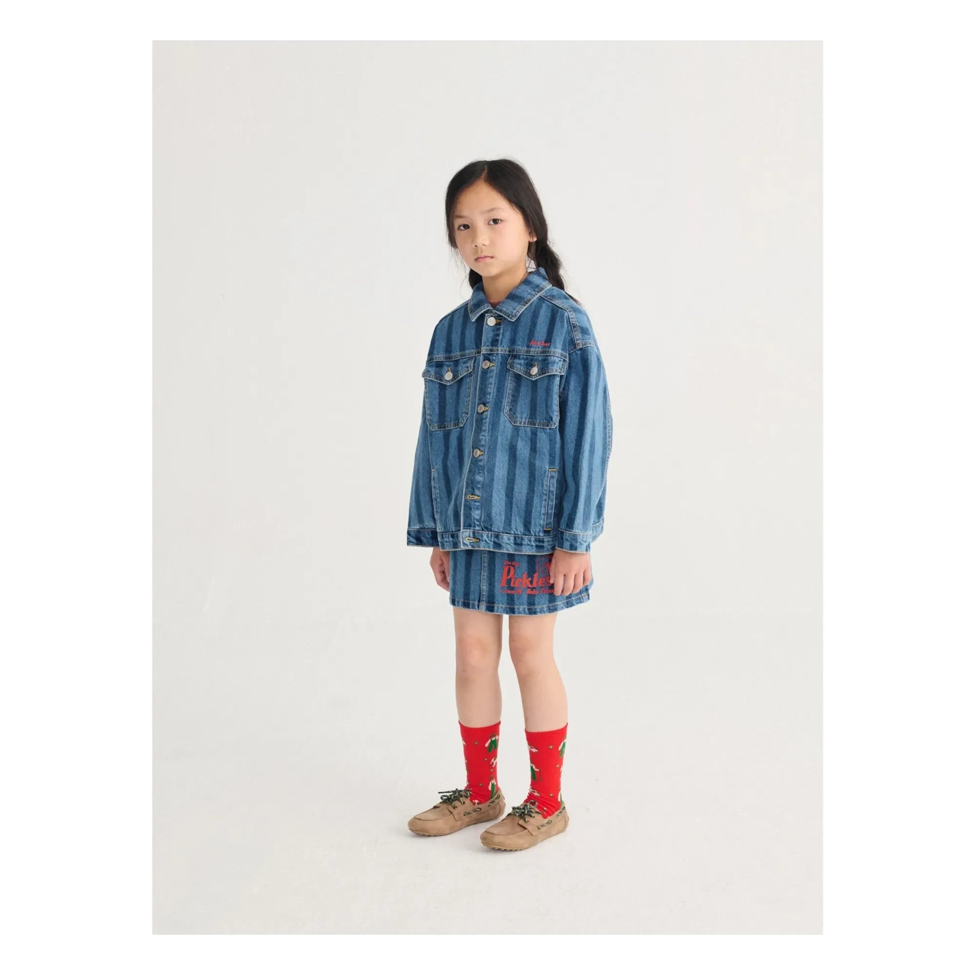 Bobo Choses - Gestreifter Jeansrock Bio-Baumwolle | Blau
