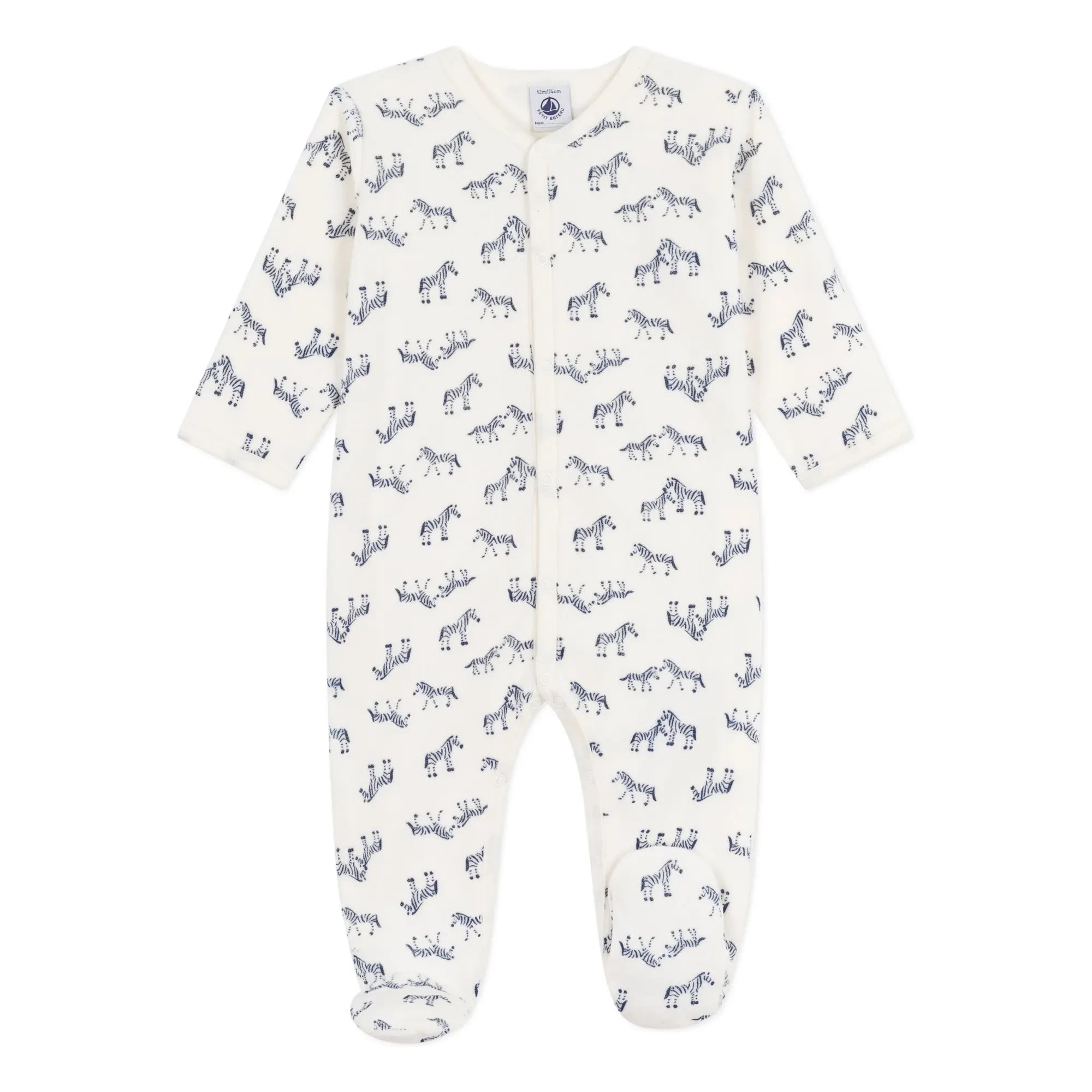 Petit Bateau - Schlafanzug mit Zebramuster aus Bio-Baumwolle | Ecru