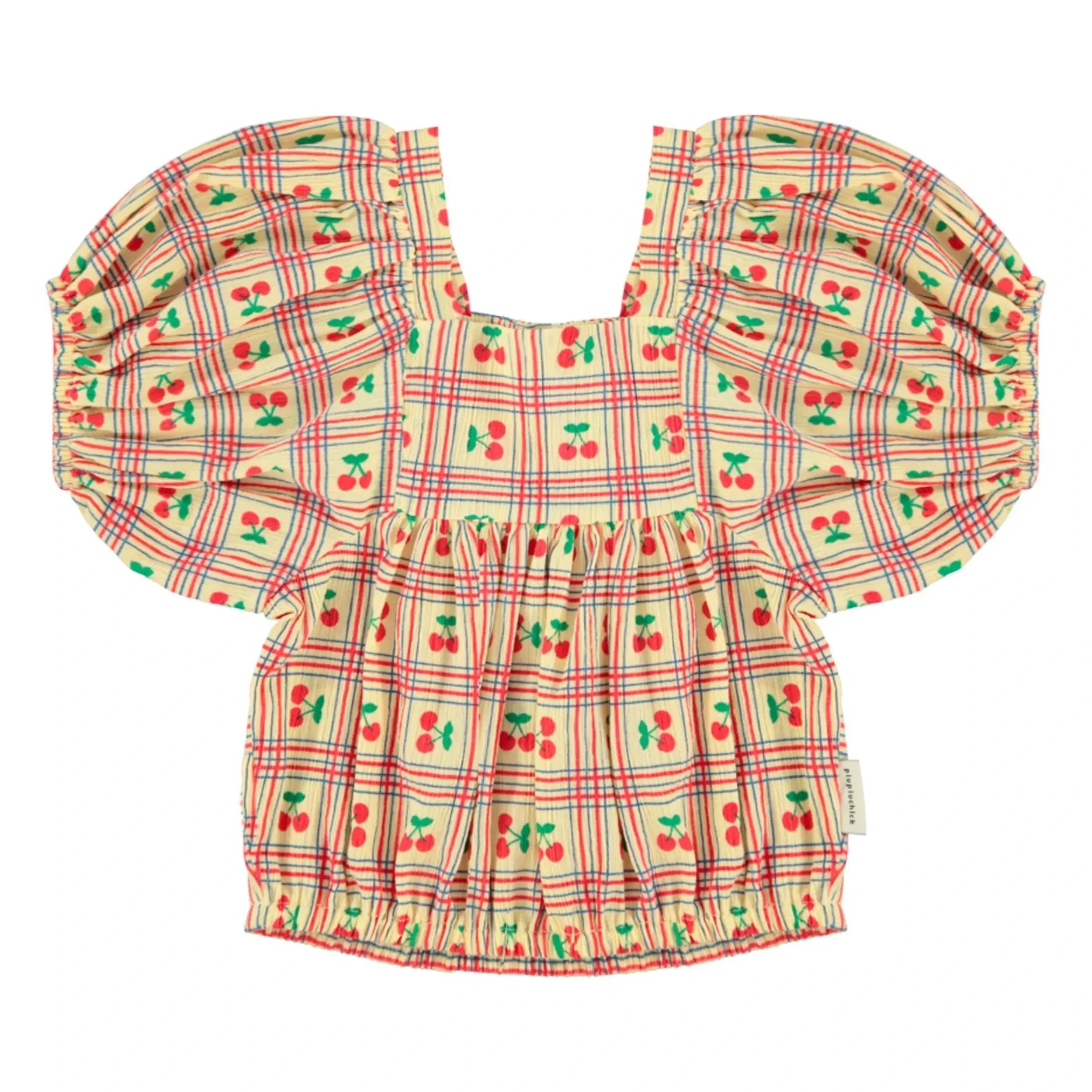 Piupiuchick - Gelb | Bluse mit Kirschmuster und Rüschen