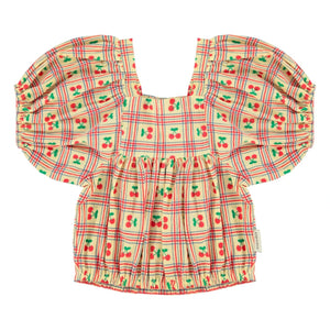 Piupiuchick - Gelb | Bluse mit Kirschmuster und Rüschen