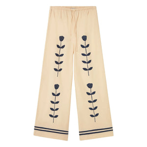 The Tiny Big Sister - Elastische Leinen- und Baumwollhose | Creme