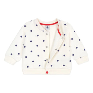 Petit Bateau - Molton Jacke mit Punkten | Ecru