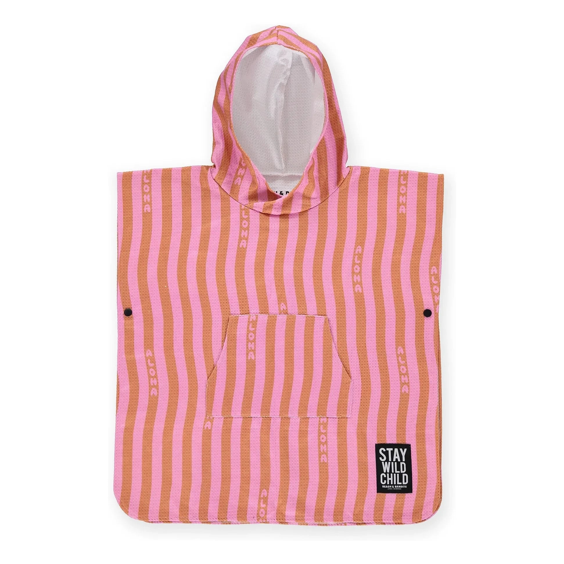Beach & Bandits - Aloha Gestreifter Poncho aus Bio-Baumwolle | Rosa