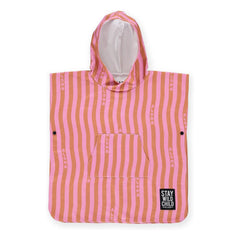Beach & Bandits - Aloha Gestreifter Poncho aus Bio-Baumwolle | Rosa